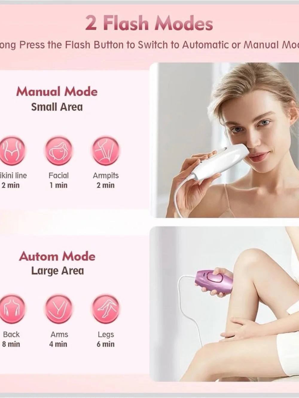 White and Gold IPL Hair Removal Device - Professional Home Use